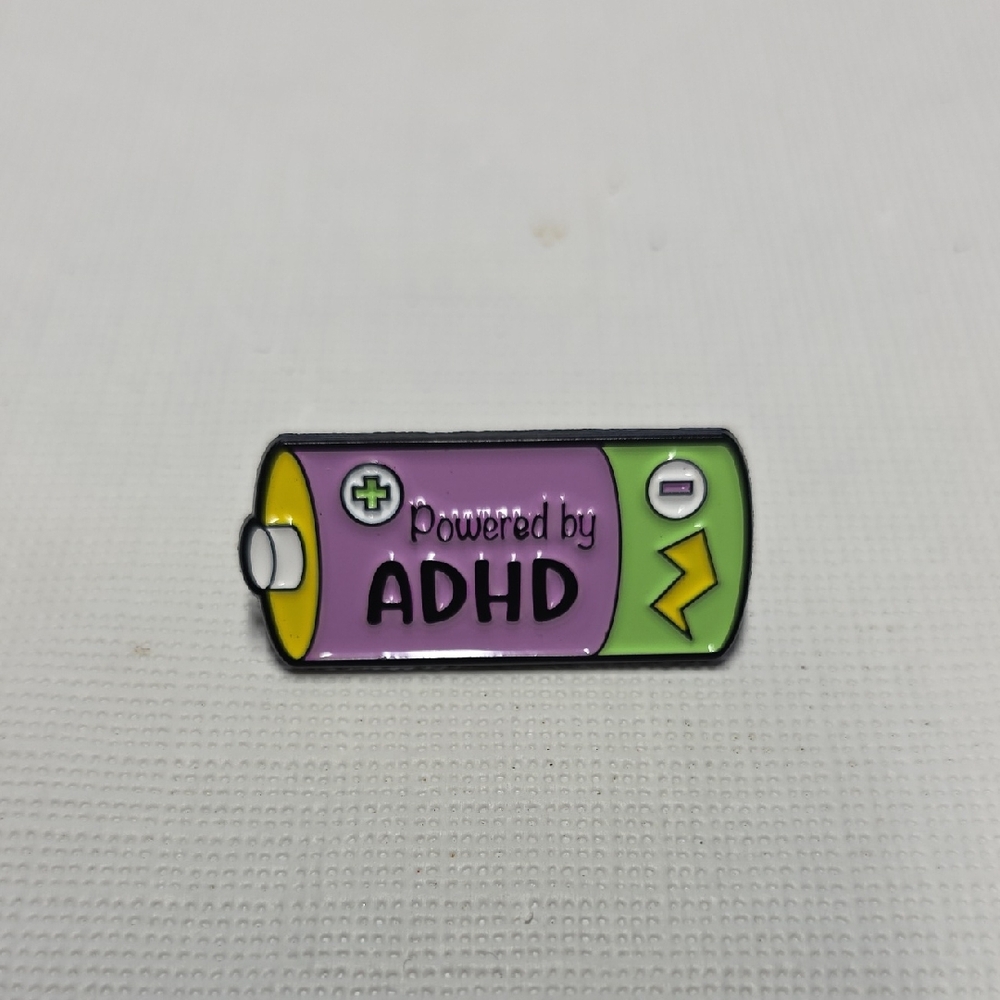 Powered by ADHD Enamel Pin